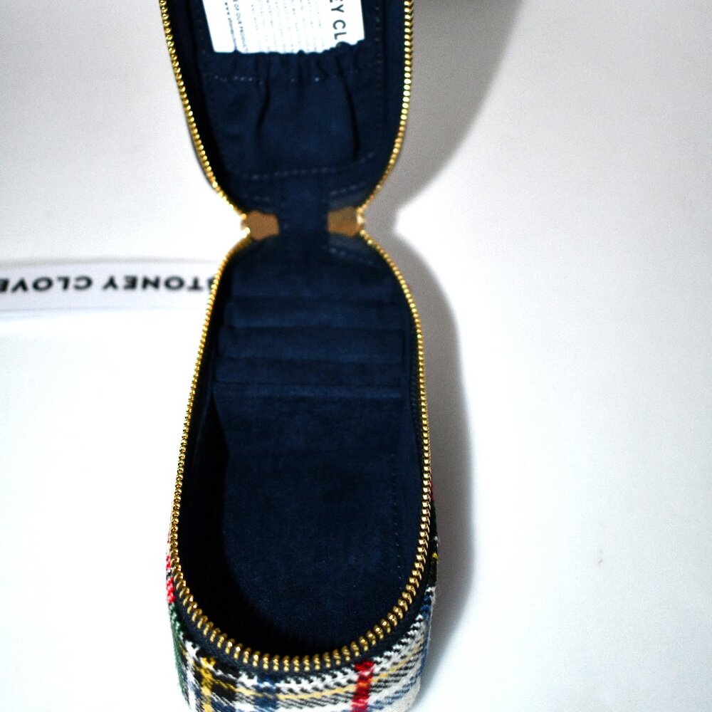 Stoney Clover Lane Faux Leather & Plaid Jewelry Pouch in Primary Plaid #SCL-EPPM - Picture 2 of 9